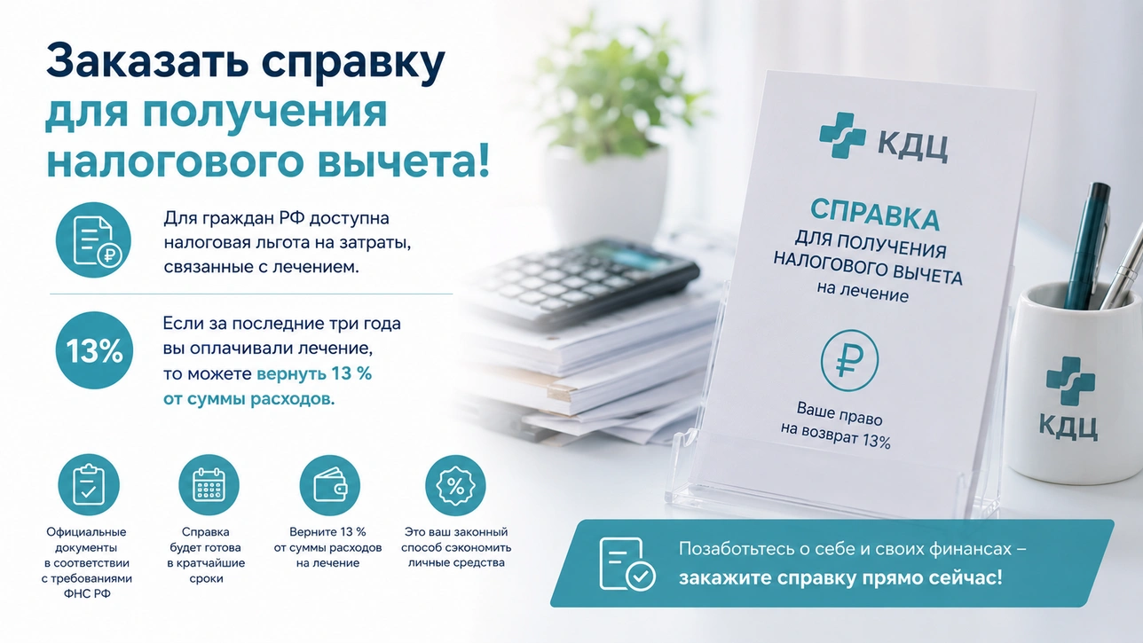 Заказать справку для получения налогового вычета!